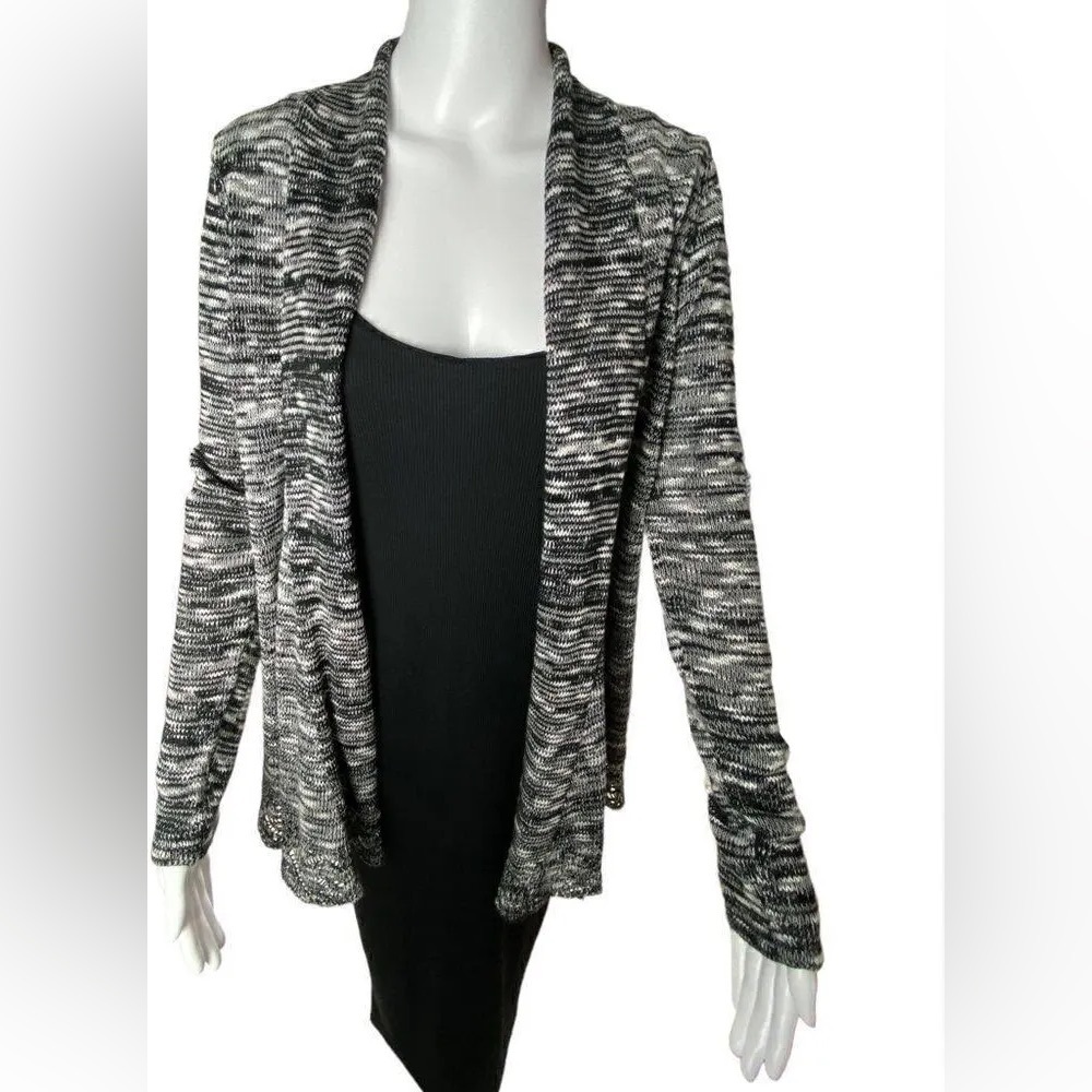 ONE WORLD Charcoal and White Knit Cardigan